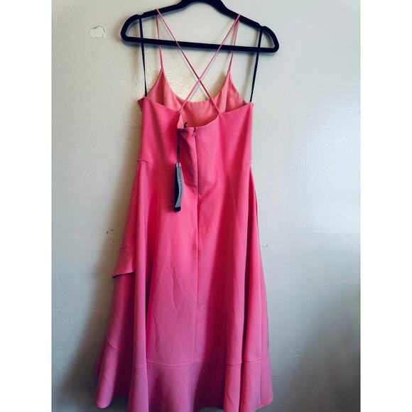 Black Halo Pink  Party midi Marie Dress asymmetrical hem  size 8 - Picture 14 of 14